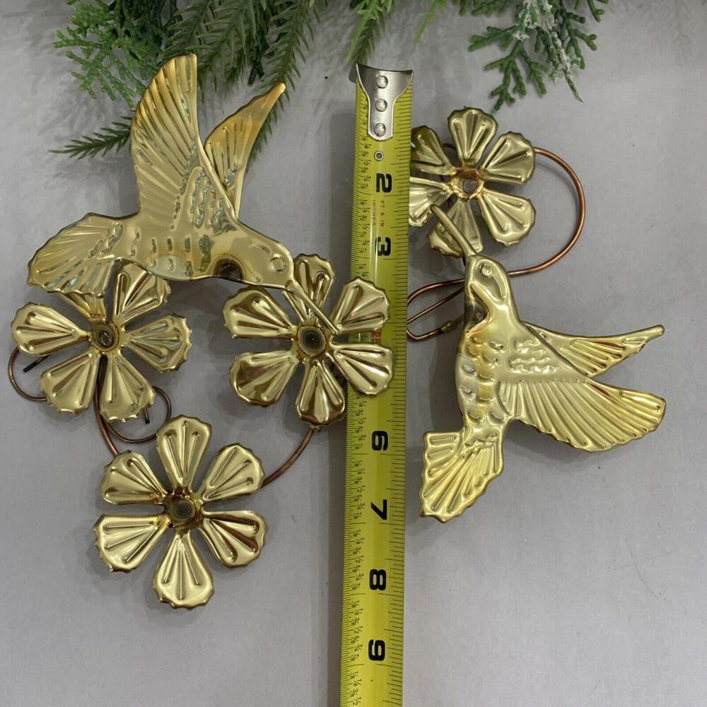 Vtg Home Interiors Flower Hummingbirds Brass Wall Hanging Homco Home Dec… - Picture 7 of 8